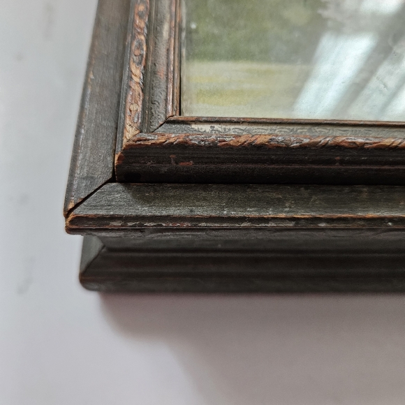 Vintage Jewelry Box Ornate Carved Wood Mirrored Vanity Keepsake Trinket - Picture 12 of 13